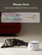 HomeRunPet Silent Cat Water Fountain, 68 oz/2L, Pet Fountain Wireless Pump, Dog Water Dispenser, Dual Mode, Quick Assembly & Easy-Clean, Filters Included