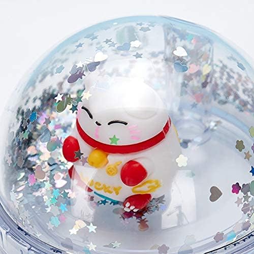 Lucky Cat Drinking Cups with Straw Kitten Party Cup Travel Tumblers Ice Coffee Mugs Women Reusable Plastic Water Bottle Birthday Gift (white cat, 6.5 * 20 cm)