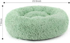 Cat Beds for Indoor Cats - Cat Bed Washable 24 inches, Dog Beds for Small Medium Dogs, Anti Anxiety Round Fluffy Plush Faux Fur Cat Bed, Thick Bottom (Green, Large)