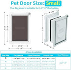 3-Flaps Steel Cat Door for Exterior Doors with Sliding Lock Panel, Extreme Weather Pet Door for Cats, Small Kitty Doggie Door, Insulated Dog Doors for Door, Telescoping Tunnel (Pets Up to 12 Lb)