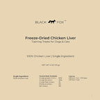 BLACK FOX Freeze-Dried Chicken Liver Training Treats for Dogs and Cats | 270 Treats, 4oz Single Ingredient, Raw, Healthy, All Natural, Human Grade, Recyclable Packaging