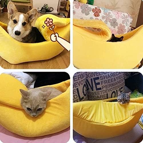 Banana Pet Bed Cute Funny Banana Bed Medium Size for Dogs, Indoor Cats, Small Animals, Christmas Pet Bed Lovely Pet Supplies for Cats Kittens