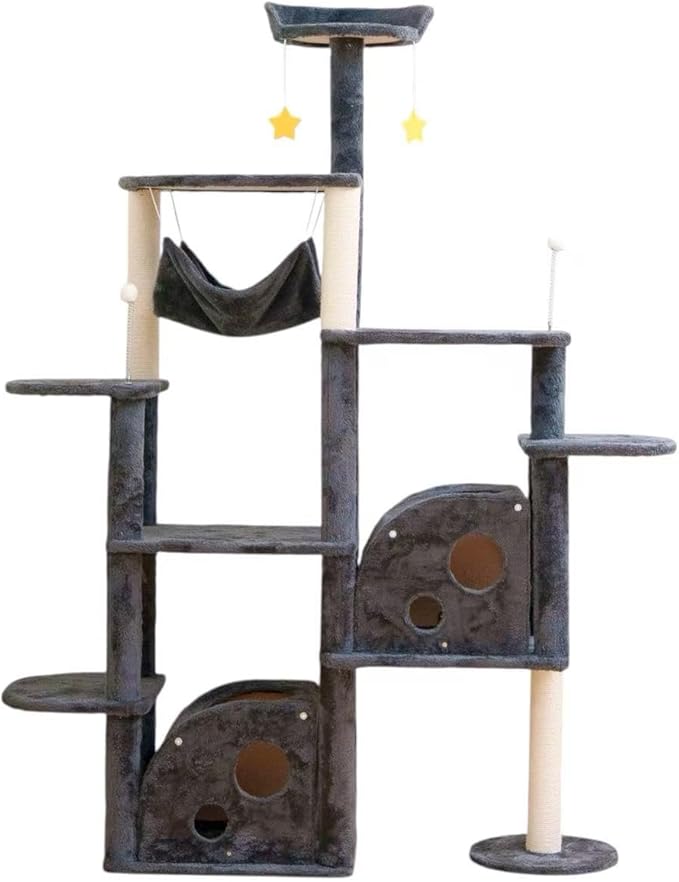 Cat Tree 67in Cat Tower Scratching Post for Cats Tree Tower Furniture for Cats with Various Houses Various Levels with Cheese Design (Dark Gray)