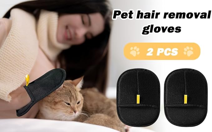 2pcs Pet Hair Removal Glove for Cats Dogs,2025 Electrostatic Pet Hair Remover Grooming Removal Gloves for Pets Hair,Hair Remover Gloves for Couch Clothes Carpet Bed Furniture Pet Grooming