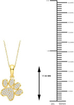 Diamond2Deal 10K Solid Gold Diamond Dog Paw Print Pendant Rope Chain Necklace 18inch (1/8Ct/ I2,H-I)