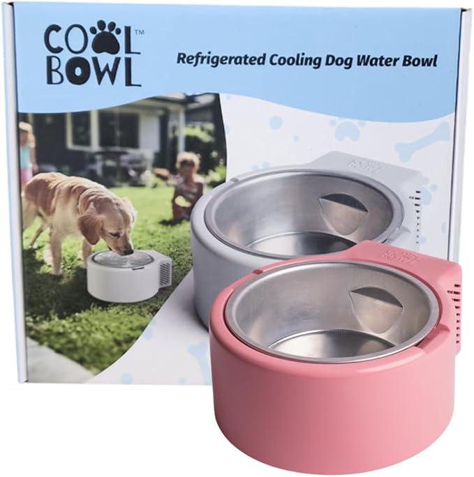 1.2L Cooling Dog Water Bowl – Plug-in Refrigerated Pet Bowl for Large, Medium, Small Dogs – Non-Slip Base, Dishwasher Safe, Keeps Water Cold for Summer Hydration (Pink)