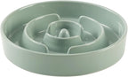 7.3inch Ceramic Slow Feeder Dog Bowl for Medium and Large Breed, Puzzle Dog Food Dish, Anti-Gulping, Pet Slow Feeder, Stop Bloat, Preventing Choking (Single Bowl-Light Green)