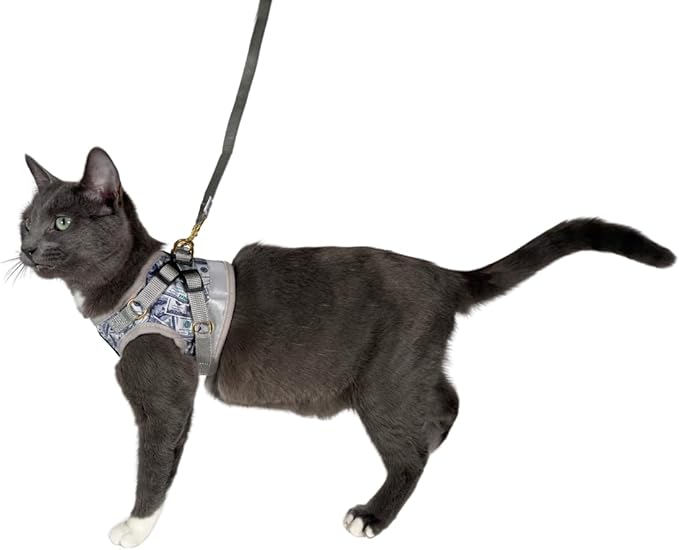 Travel Cat Harness and Leash Set - Adjustable Fit Mesh Cat Harness and Reflective Strap - Comfort Walking Vest for Kitten for Outdoor Walking, Hiking (Medium, Cashcat)