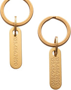 Solid Brass PET TAG - Modern, Minimal Pet IDs. Durable, Lifetime Tags with deep Cut Text. Includes Space for Two Phone Numbers. (Short)