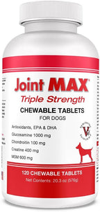 PHS Joint MAX Triple Strength (TS) Chewable Tablets for Dogs - Glucosamine, Chondroitin, MSM - Vitamins, and Antioxidants - Hip and Joint Pain Relief and Support Supplement - Made in USA - 120 Tablets