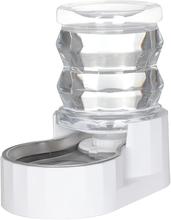 Sfozstra Automatic Gravity Dispenser for Cats: 4L White Stainless Steel Water Bowl Feeder - Great for Family Homes and Outdoor Activities