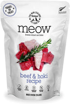 The New Zealand Natural Pet Food Co Meow Freeze Dried Cat Food - Beef & Hoki Recipe, High Protein, Meals & Toppers, Dry Cat Food,1.76 oz