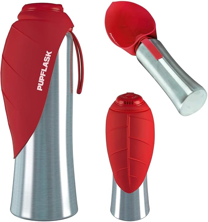 PupFlask Large Dog Water Bottle | 27 or 40 OZ Stainless Steel | Convenient Dog Drink Dispenser | Puppy Travel Water Bowl | Portable Pet Hydration Bottle | Leak Proof | Perfect Size For All Breeds