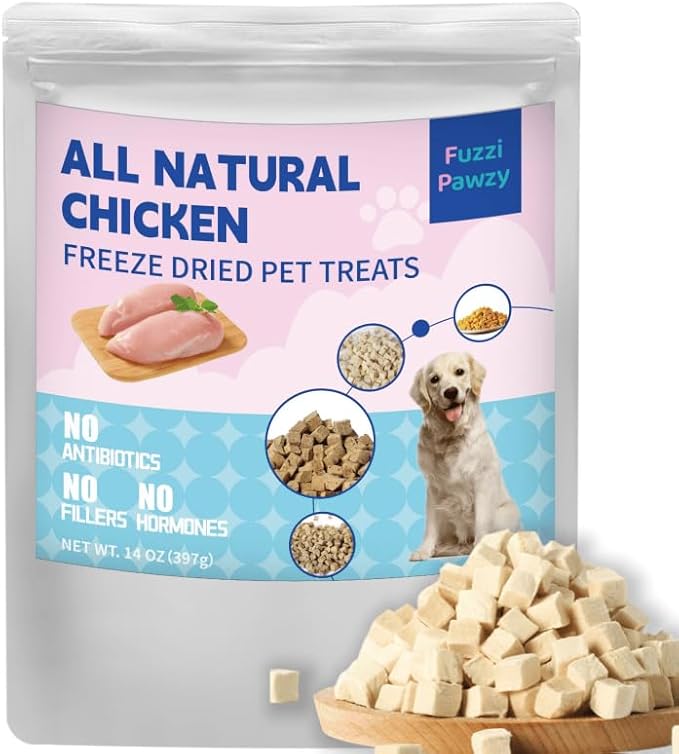 Freeze Dried Chicken Healthy Training Treats Toppers for Pets, Single Fresh Raw Ingredient, Organic, Pure Balance, Natural, Grain Gluten Filler Free, Snacks, Dogs Cats (14oz)