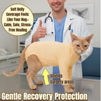 T'CHAQUE Cat Surgery Recovery Suit, Anti-Licking Onesie for Post-Spay/Neuter Abdominal Wound, Cat Recovery Suit with Adjustable Drawstring Collar - Long Sleeve Kitten Surgical Onesie, Orange, S