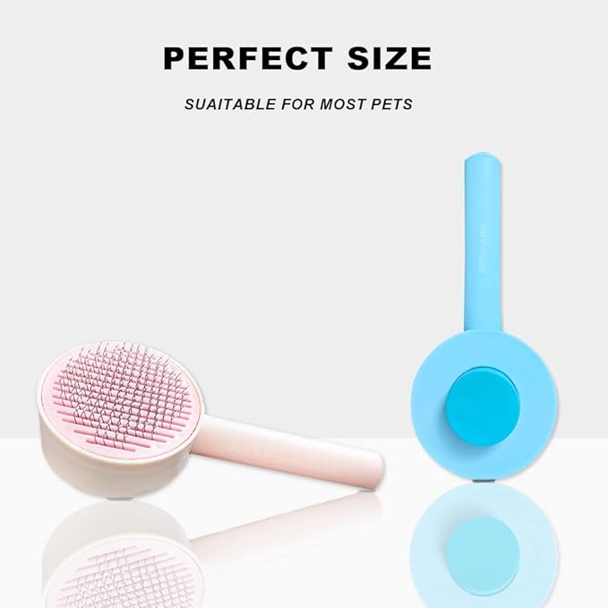 Cat and Small Dog Deshedding Brush with Release Button for Removing Loose Hair, Tangles, and Promoting Skin Friendliness