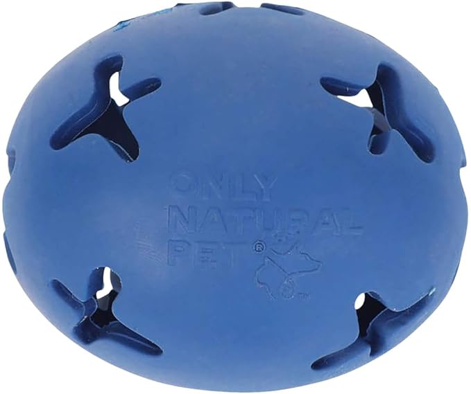 Only Natural Pet Rubber Boredom Buster Treat Stuffer Dog Toys - Interactive Stuffable Feeder Dispenser Fillable Durable Play Puppy Medium Large XS Chew Pup Hide Holder Easy Refill -RubberBall/DarkBlue