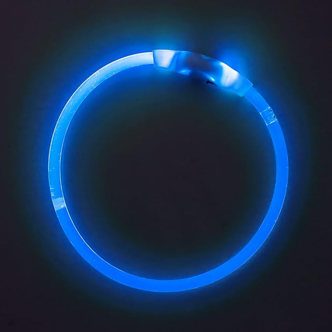 BSEEN Light Up Dog Collar - 360° Visible Rainproof LED Dog Collar Rechargeable - TPU Cuttable Glowing Pet Collar for Small Medium Large Dogs - Safety Dog Lights for Night Walking& Camping (Blue 70cm)