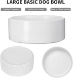 8'' Ceramic Raised Dog Bowl - 70Oz Dog Food & Water Bowl with Elevated Non-Slip Bamboo Stand, Dishwasher & Microwave Safe, Anti Vomiting Heavy Duty Pet Bowl for Medium and Large Dogs, White