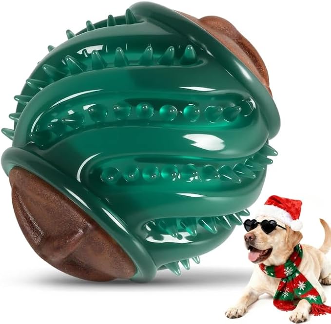 Dog Treats & Chew Toys: Long-Lasting Interactive Dog Toys to Keep Them Busy, Tough Dog Dental Chew, Enrichment Cognitive Healthy Ball Gift for Small Medium Large Breeds, Beef Flavor, Green