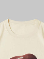 Verdusa Women's Lips Print Graphic Tees Y2k T Shirts Summer Crew Neck Vintage Going Out Tops