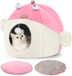 Vanansa Cat Bed for Indoor Cats, Soft Premium Pet Bed, Available in All Seasons,No Deformation, Anti-Slip Bottom, Great Medium Cat Houses for Indoor Cats, Roomy Cat Tent for Indoor Cats(M, 15" x 12")
