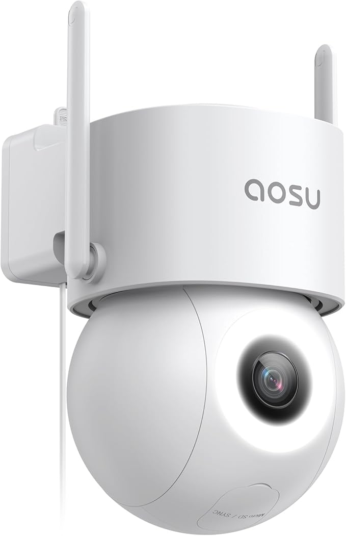 aosu 3K Wired Security Camera Outdoor - Smart 24/7 Recording WiFi Camera for Home Security w/Sound Light Alerts, 360° View, Auto-Tracking, Camara de Seguridad para Casa