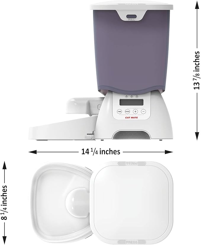 Cat Mate C3000 Automatic Dry Food 3-Meal Feeder, BPA Free for Cats & Small Dogs