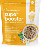 smallbatch Freeze Dried Dog Treats, Superfood Food Topper Pork Bites for Dogs & Cats, Probiotics, Organic Ingredients, High Protein, Grain Free Healthy Treat & Food Topper, Made in The USA, 7 oz Bag