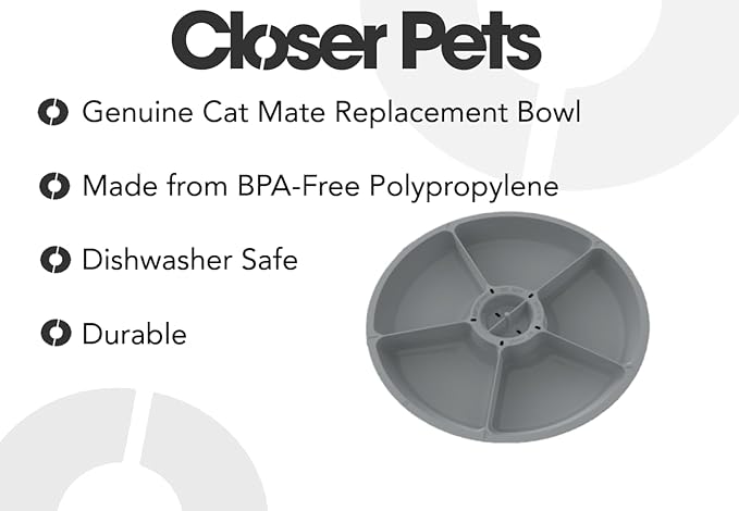 Cat Mate Replacement Bowl - Spare Bowl Compatible with Cat Mate and Closer Pets C500 5-Meal Automatic Pet Feeder