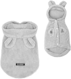 Easter Dog & Cat Outfit - Bunny Ears Hoodies, Fleece Puppy Clothes, Warm Dog Sweatshirt & Cat Costume (Large, Grey)