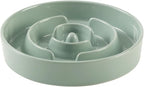 8.2inch Ceramic Slow Feeder Dog Bowl for Medium and Large Breed, Puzzle Dog Food Dish, Anti-Gulping, Pet Slow Feeder, Stop Bloat, Preventing Choking (Single Bowl-Light Green)