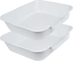 2 Pack Extra Large Dog Litter Box Pan Tray (ABS Material), Low Entry Jumbo Senior Litter Boxes for Multiple Kitten Big Cats, Pet Safe Indoor Dog Potty (Light Gray, 24" L x 20" W)