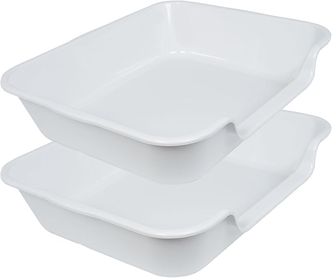 2 Pack Extra Large Dog Litter Box Pan Tray (ABS Material), Low Entry Jumbo Senior Litter Boxes for Multiple Kitten Big Cats, Pet Safe Indoor Dog Potty (Light Gray, 24" L x 20" W)