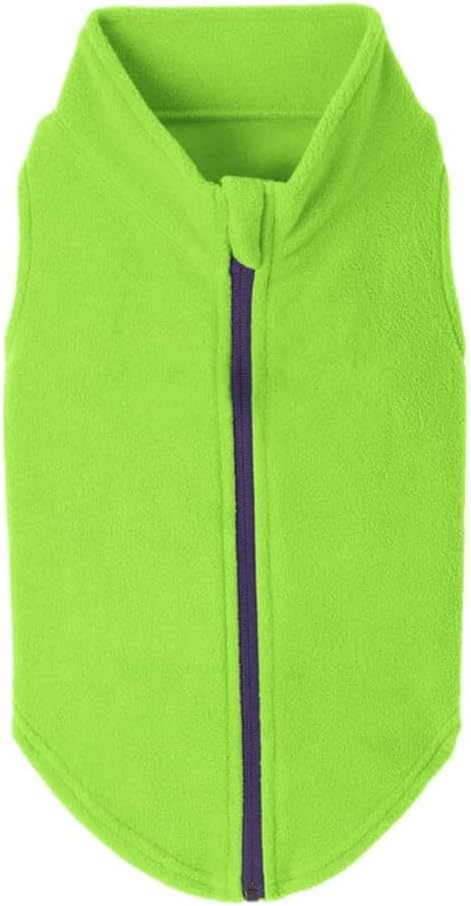 Gooby Zip Up Fleece Dog Sweater - Lime, 3X-Large - Warm Pullover Fleece Step-in Dog Jacket with Dual D Ring Leash for Small to Medium Dogs