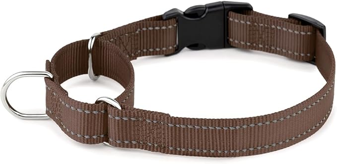 PLUTUS PET Reflective Martingale Collar with Quick Snap Buckle,No Pull Dog Choker Collar for Small Medium Large Dogs, S, Chocolate