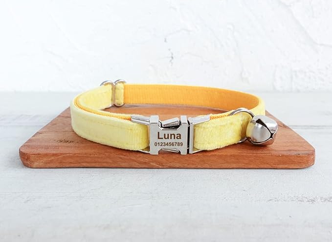 Cat Collar Personalized with Name Phone Number Engraved,Customized with Bell for Small Dogs Puppy Kitten