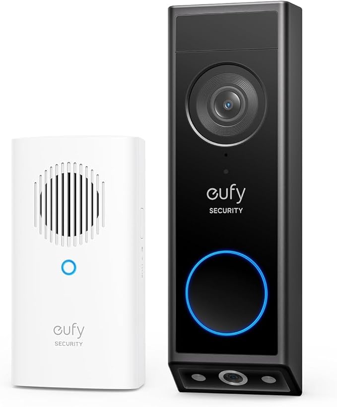 eufy Security Video Doorbell Camera E340 (Battery Powered) with Chime, Dual Cameras with Delivery Guard, 2K Full HD and Color Night Vision, HomeBase S380 Compatible, No Monthly Fee,2.4GHz WiFi