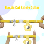 Personalized Safety Elastic Cat Collars with Bell Soft Silicone Cover for Air Tag,Laser Customized Stretch Kitten Collars for Girls Boys Cats (Yellow)