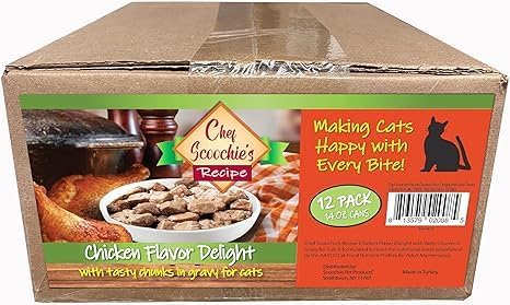 Chef Scoochie's Tender Chicken Chunks in Gravy Wet Cat Food - Easy Open Pop-Top Cans - Protein & Essential Nutrients - Gourmet Meal for Indoor & Outdoor Cats 12 Cans (14 oz e.)
