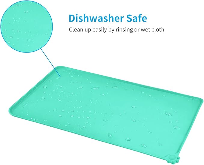 AUDWUD Silicone Waterproof Pet Feeding Mats,Anti Slip Bowl Pad, Dog Mat for Food and Water