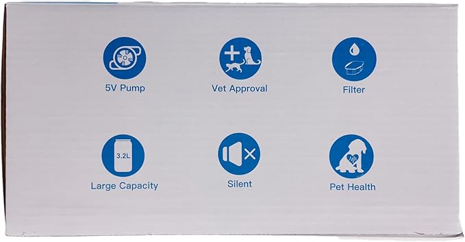 Cat Water Fountain: 108oz/3.2L Cat Fountain Super Silent Pet Drinking Dispenser - Water Fountains for Kitty Indoor - Quiet Pump and Faucet Design - Suitable for Cats and Dogs - BEMOONY