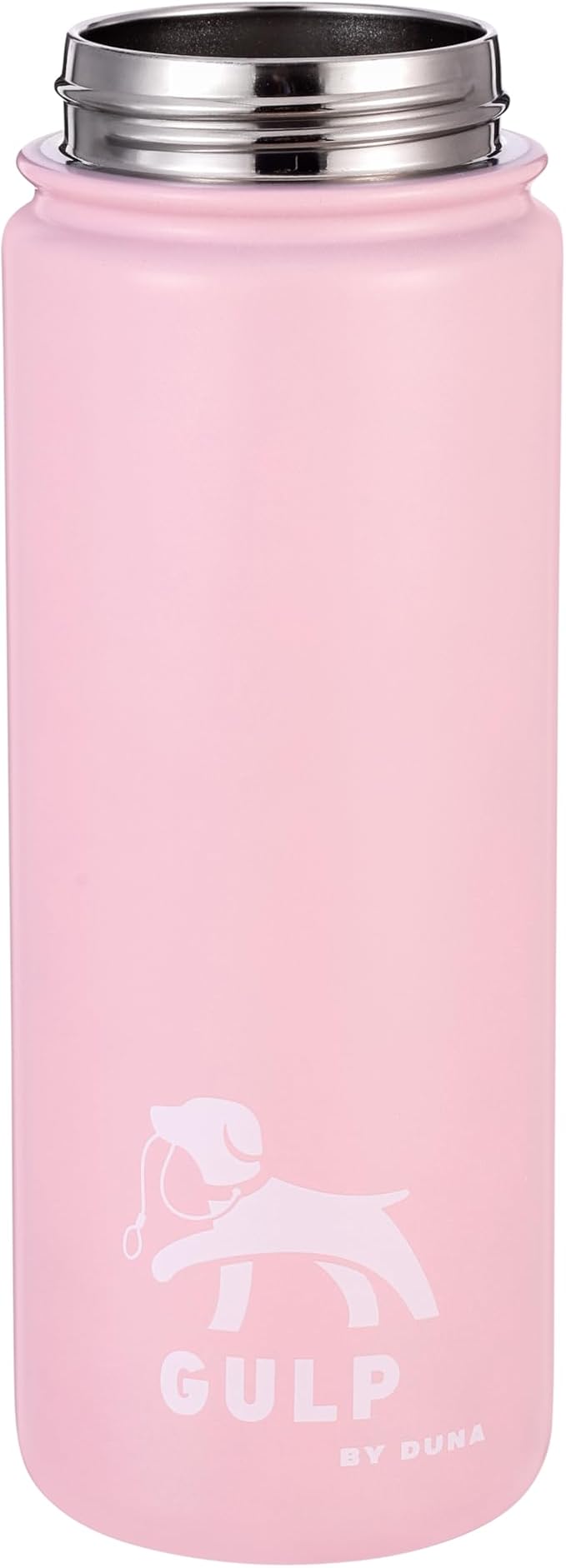 Gulp by Duna 18oz Travel Dog Water Bottle with Paw-Shaped Bowl, Insulated Stainless Steel | Leakproof Portable with Carry Strap for Outdoor Walking, Hiking & Pet Hydration On-The-Go | Pink
