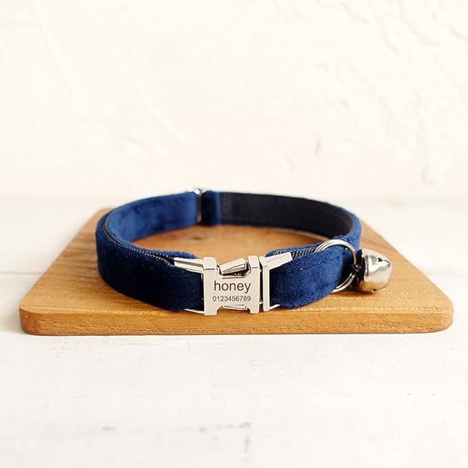Cat Collar Personalized with Name Phone Number Engraved,Customized with Bell for Small Dogs Puppy Kitten