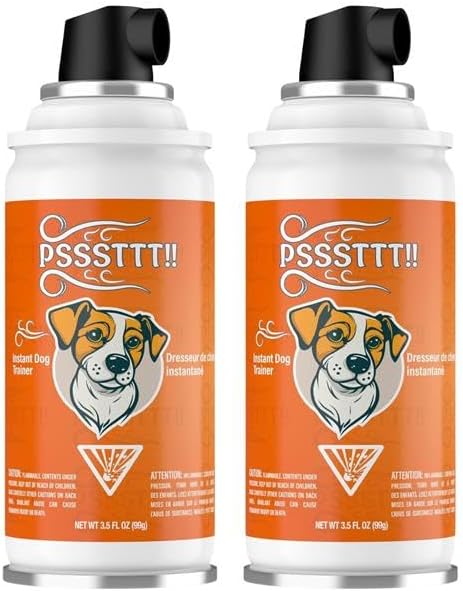 PSSSTTT! Dog Corrector Spray for Dogs - Effective Behavior Training for Dogs, Dog Fight Deterrent - Safe & Humane No Jump or Bark, Air Spray for Dogs, Air Horn for Training (99g 2 Pack)