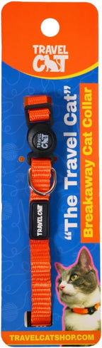 Travel Cat Breakaway Cat Collar - Orange Adjustable Cute Katty Collar with Quick Release Safety Buckle for Boy and Girl - Nylon 8-13 inch Length Kitten Collar with Metal D-Ring, Machine Washable