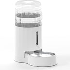 CZPET Automatic 4L/135Oz/1Gal Cat Water Dispenser with Stainless Steel Bowl, Gravity Waterer for Small Medium Dog Puppy Kitten (White)