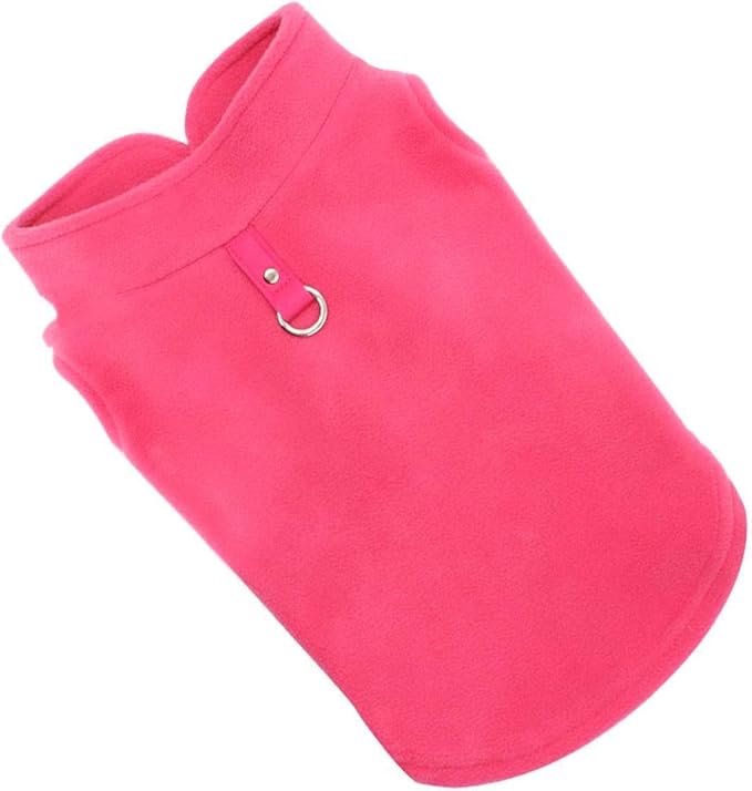 JACKO & CO - Fleece Vest Sweater with Leash Ring - Soft Lightweight Breathable for Puppies Small Medium Dogs, Kitten, Cats, Chihuahua - Warm for Fall/Autumn/Winter (Pink, XS (2-4lbs))