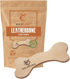 Wildfang® Leather Dog Toy, Medium - Leather Bone for Teething Dog, Dental Toys for Puppies, Training for Chewing Muscles, Puppy Chew Bones for Light or Medium Chewers (for Dogs 22-33 lbs), Pack of 1