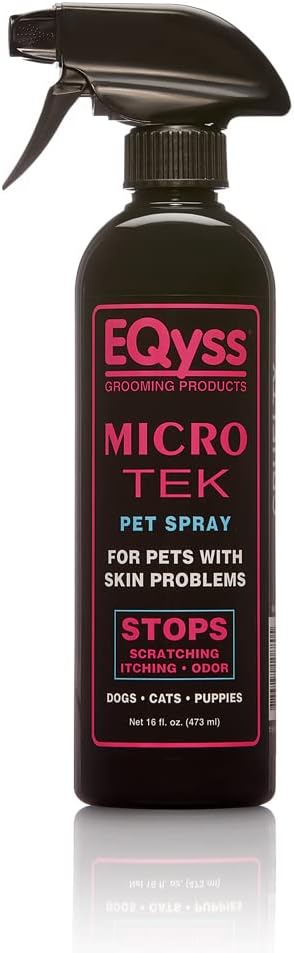 EQyss Micro-Tek Pet Itch Relief Spray - Soothes Dry Irritated Skin, Stops Itching, Scratching, Biting, Licking Hot Spots - for all Cats & Dogs (16 oz)